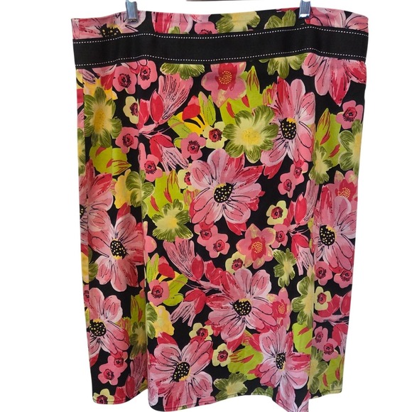 Lily Dresses & Skirts - Lily Floral Print Skirt XL Womens Pink Green Black Cotton Lycra Knee Length